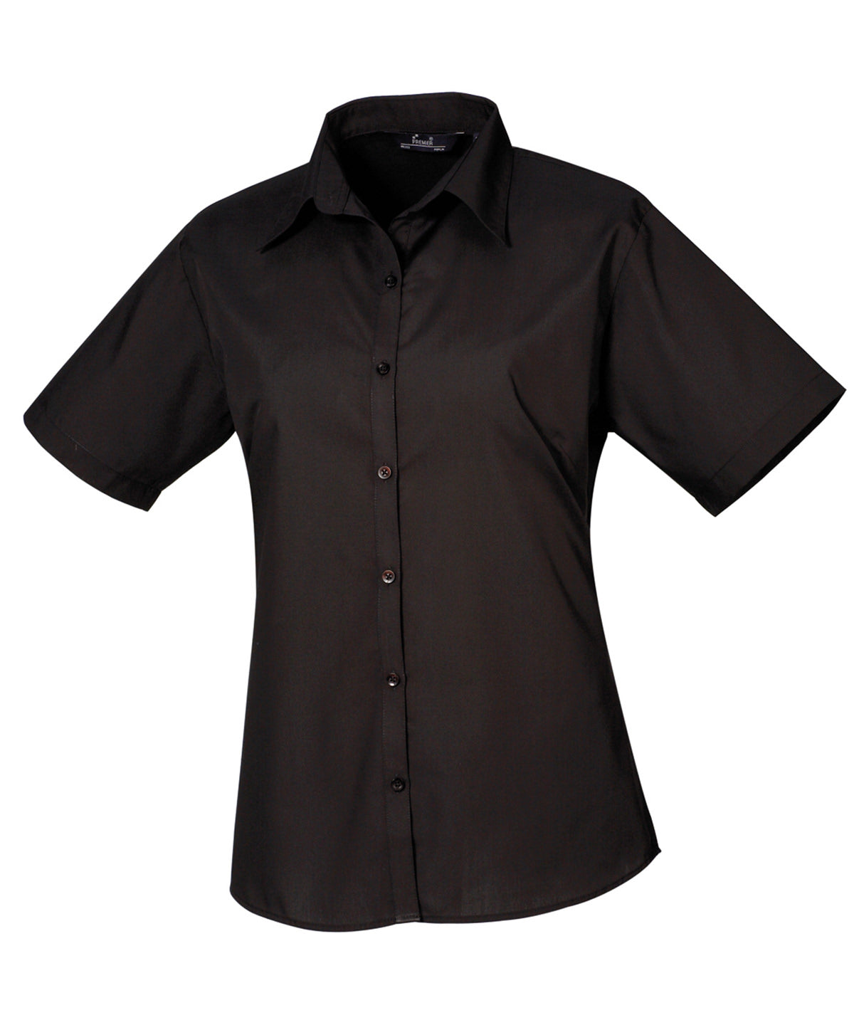 Ladies Poplin Short Sleeve Blouse - Black